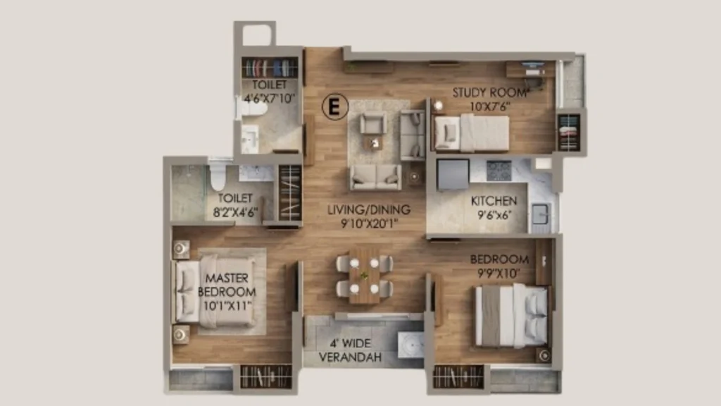 sunrise meadows howrah 2.5 bhk floor plan
