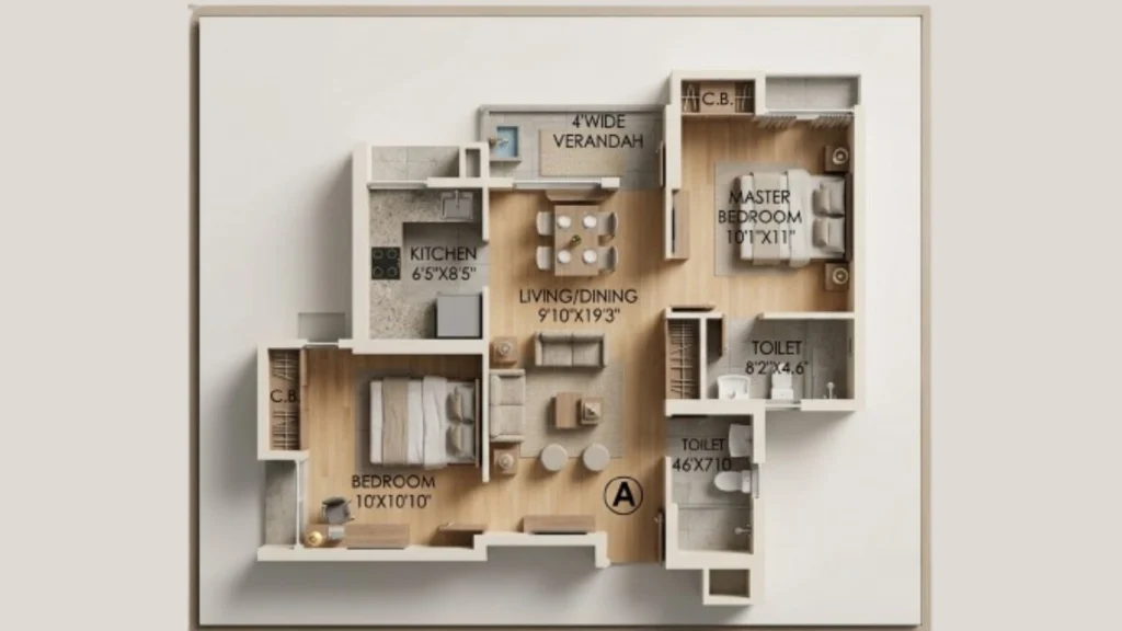 sunrise meadows 2bhk floor plan
